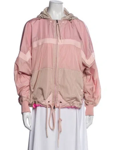Pre-owned Moncler Nylon Colorblock Pattern Down Jacket In Pink