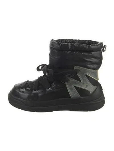 Pre-owned Moncler Nylon Colorblock Pattern Lace-up Boots In Black