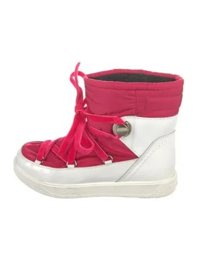 Pre-owned Moncler Nylon Colorblock Pattern Lace-up Boots In Multi