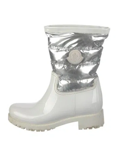 Pre-owned Moncler Nylon Colorblock Pattern Rain Boots In White