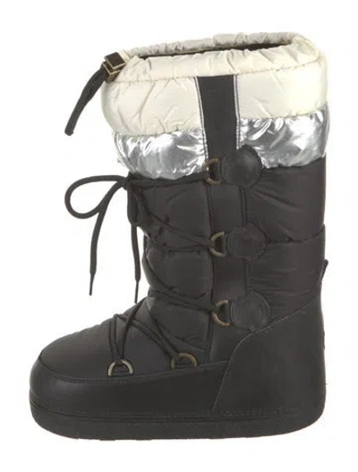 Pre-owned Moncler Nylon Colorblock Pattern Snow Boots In Black