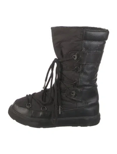 Pre-owned Moncler Nylon Combat Boots In Black