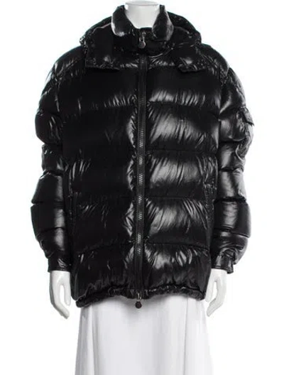 Pre-owned Moncler Nylon Down Coat In Black