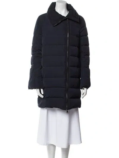 Pre-owned Moncler Nylon Down Coat In Blue