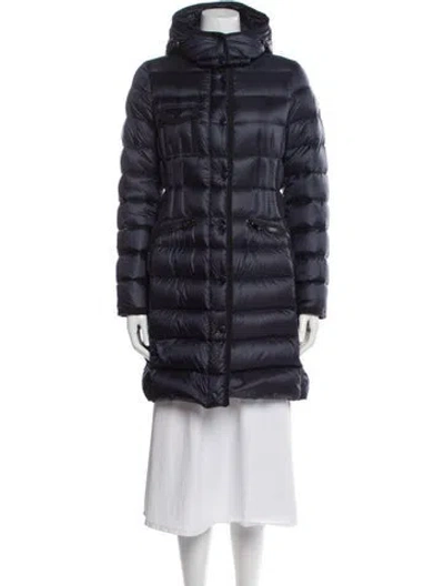 Pre-owned Moncler Nylon Down Coat In Blue