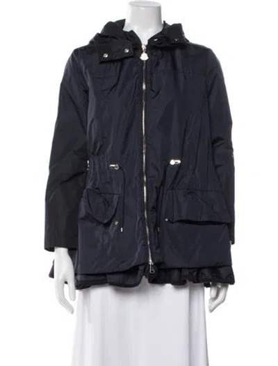 Pre-owned Moncler Nylon Down Coat In Blue
