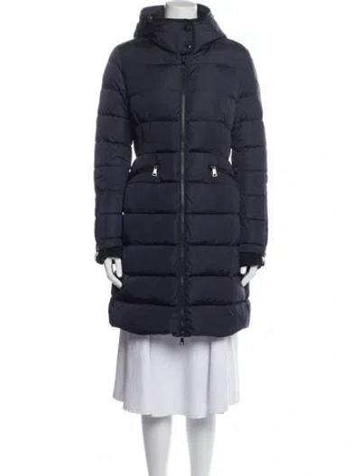 Pre-owned Moncler Nylon Down Coat In Blue