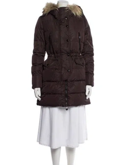 Pre-owned Moncler Nylon Down Coat In Brown