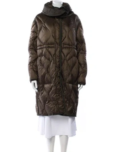 Pre-owned Moncler Nylon Down Coat In Brown