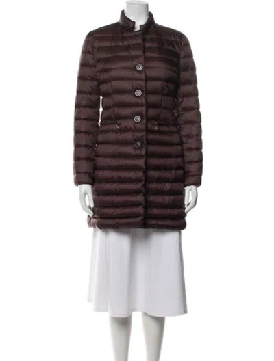 Pre-owned Moncler Nylon Down Coat In Burgundy
