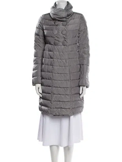 Pre-owned Moncler Nylon Down Coat In Gray