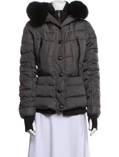 Pre-owned Moncler Nylon Down Coat In Gray