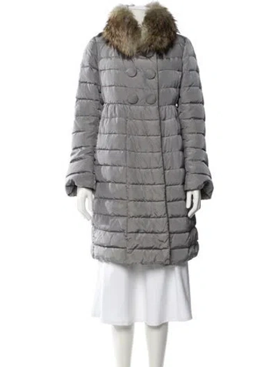 Pre-owned Moncler Nylon Down Coat In Gray