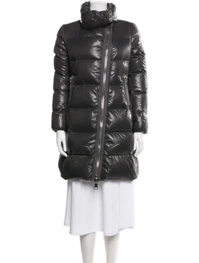 Pre-owned Moncler Nylon Down Coat In Gray