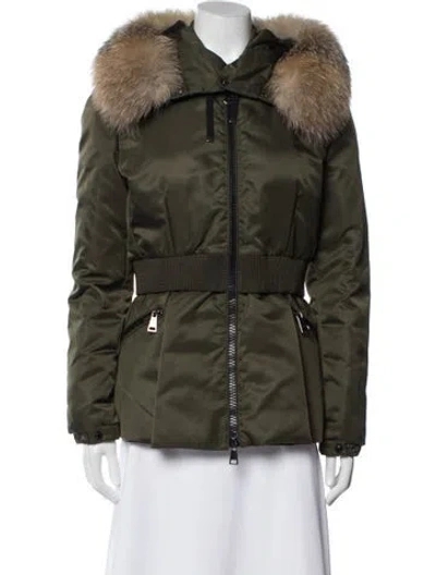 Pre-owned Moncler Nylon Down Coat In Green