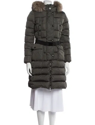 Pre-owned Moncler Nylon Down Coat In Green