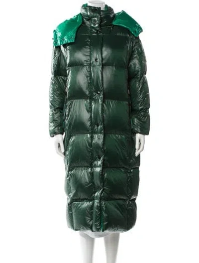 Pre-owned Moncler Nylon Down Coat In Green