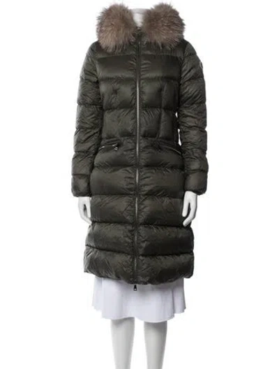 Pre-owned Moncler Nylon Down Coat In Green