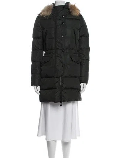 Pre-owned Moncler Nylon Down Coat In Green