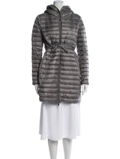 Pre-owned Moncler Nylon Down Coat In Grey