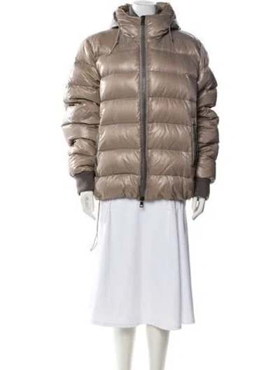 Pre-owned Moncler Nylon Down Coat In Neutral