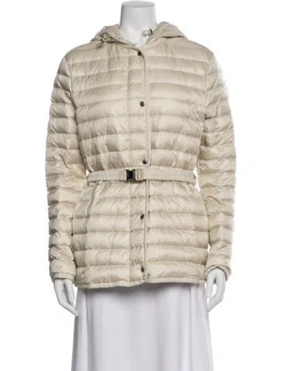 Pre-owned Moncler Nylon Down Coat In Neutral