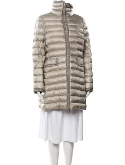 Pre-owned Moncler Nylon Down Coat In Neutrals