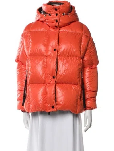 Pre-owned Moncler Nylon Down Coat In Orange