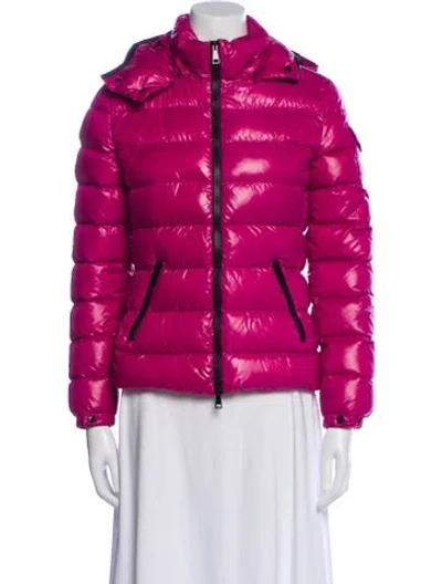 Pre-owned Moncler Nylon Down Coat In Pink