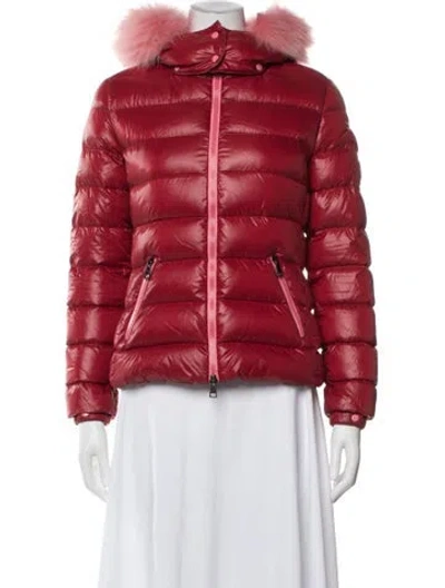 Pre-owned Moncler Nylon Down Coat In Pink