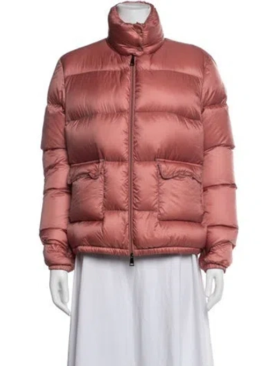 Pre-owned Moncler Nylon Down Coat In Pink
