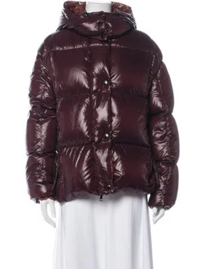 Pre-owned Moncler Nylon Down Coat W/ Tags In Burgundy