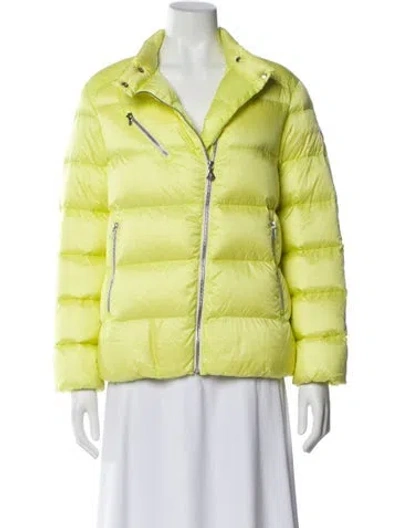 Pre-owned Moncler Nylon Down Coat In Yellow