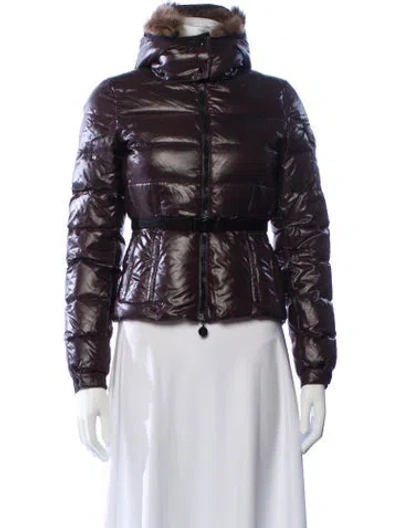 Pre-owned Moncler Nylon Down Jacket In Brown