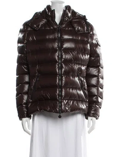 Pre-owned Moncler Nylon Down Jacket In Brown