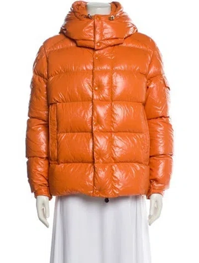 Pre-owned Moncler Nylon Down Jacket In Orange