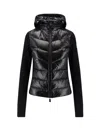 Moncler Quilted Fleece Jacket With Hood And Sleeves In Black