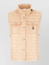 Moncler Nylon Down Jacket With Front Pockets And High Collar In Neutral