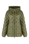 Moncler Hooded Quilted Nylon Down Jacket In Green