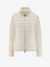 Moncler Women Nylon Down Jacket With Virgin Wool Inserts In White