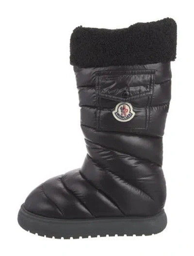 Pre-owned Moncler Nylon Embroidered Accent Boots In Black