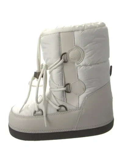 Pre-owned Moncler Nylon Embroidered Accent Snow Boots In White