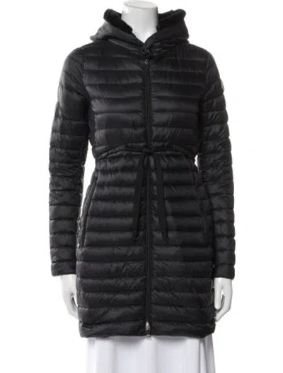 Pre-owned Moncler Nylon Faux Fur Coat In Black