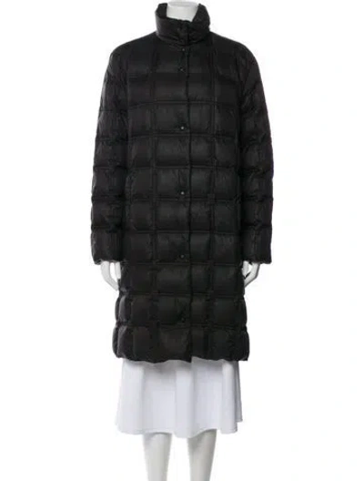Pre-owned Moncler Nylon Faux Fur Coat In Black