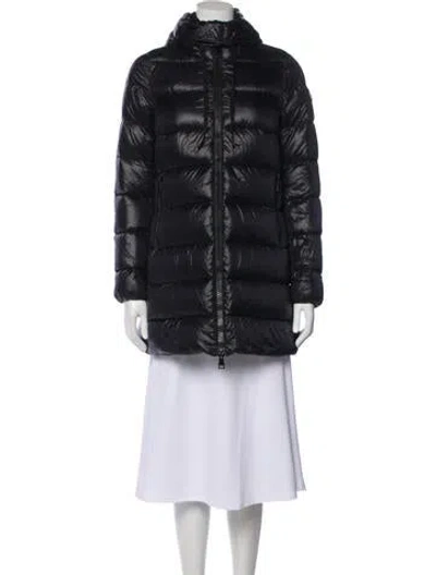 Pre-owned Moncler Nylon Faux Fur Coat In Black