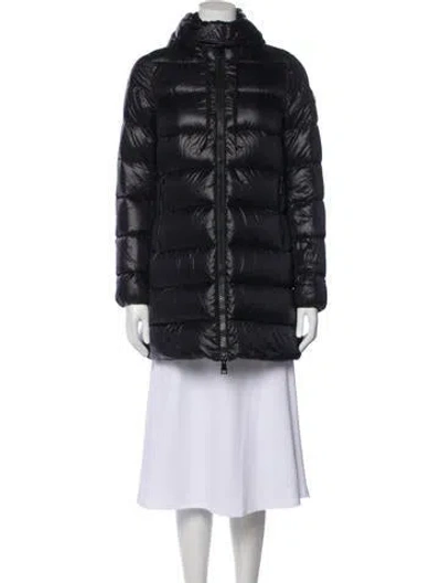 Pre-owned Moncler Nylon Faux Fur Coat In Black