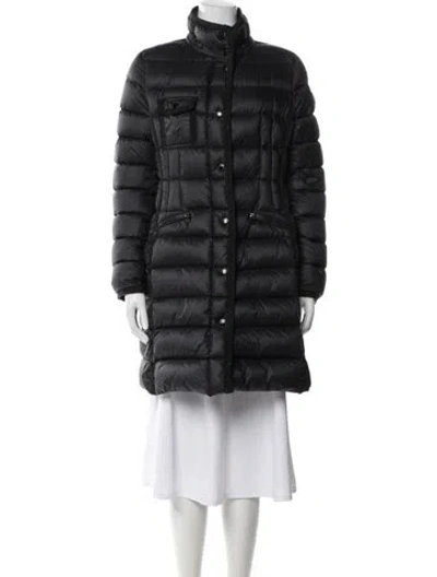 Pre-owned Moncler Nylon Faux Fur Coat In Gray