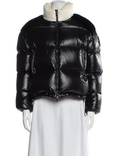Pre-owned Moncler Nylon Faux Fur Jacket In Black
