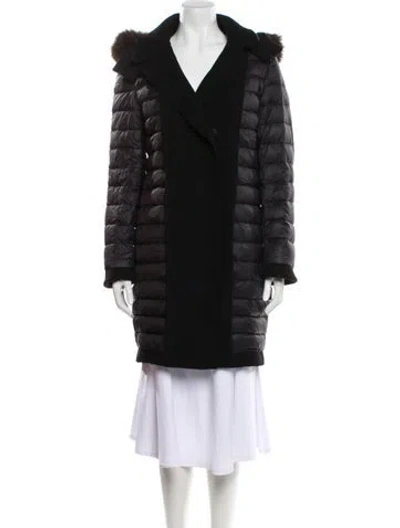 Pre-owned Moncler Nylon Faux Fur Jacket In Black