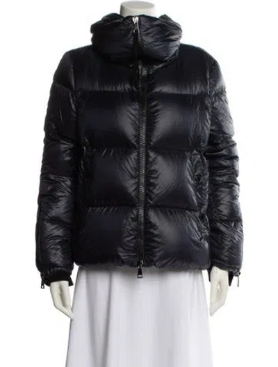 Pre-owned Moncler Nylon Faux Fur Jacket In Blue